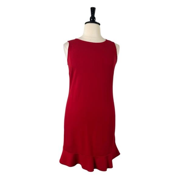 Lands’ End Shift Dress Ruffle Hem Ponte Knit Cherry Red Women’s Plus Size 14 - Picture 1 of 11